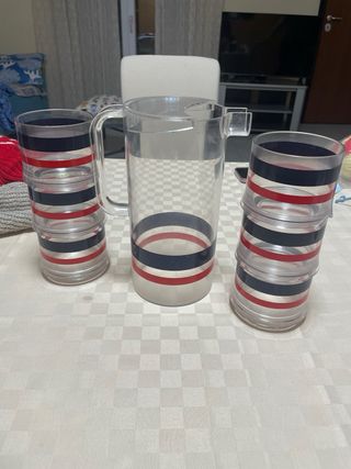 Set Brocca e 6 Bicchieri Strisce