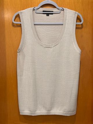 Conjunto Zara cardigan y camiseta beige - talla L