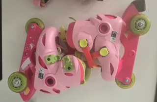 Patines infantiles rosas y protecciones