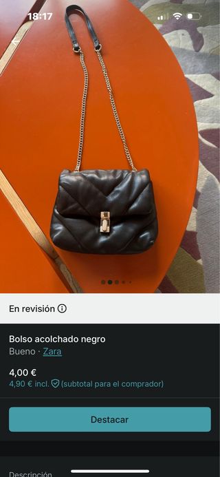 Bolso acolchado negro Zara