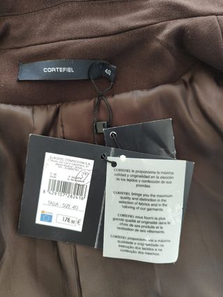 Chaqueta Cortefiel Talla 40 Marrón Bordada
