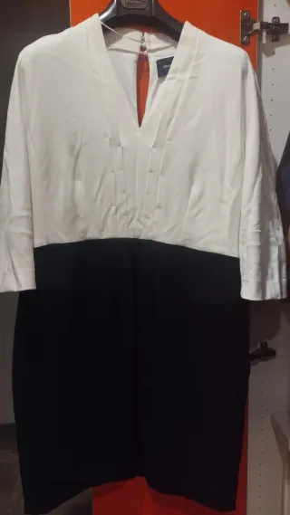 Vestido elegante bicolor blanco y negro