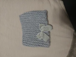 Cuello bufanda lana gris con lazo