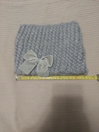 Cuello bufanda lana gris con lazo