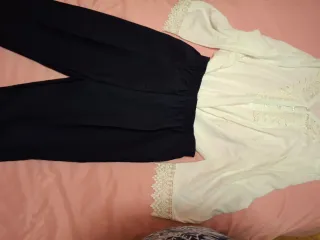 Pantalón negro invierno + blusa blanca regalo