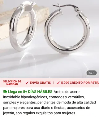 Pendientes Aro Acero Inoxidable.Miy bonitos