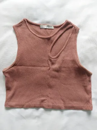 Top Pull&Bear rosa asimétrico talla S