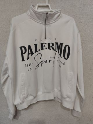 Sudadera Bershka Mujer Blanca Talla S