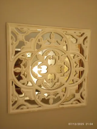 Espejo decorativo vintage blanco 40x40cm