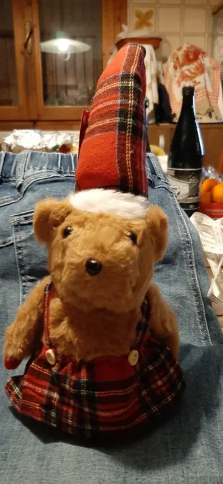 Orsetto natalizio fermaporta scozzese