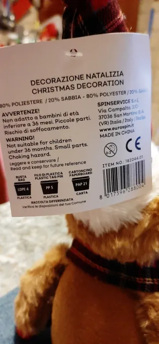 Orsetto natalizio fermaporta scozzese