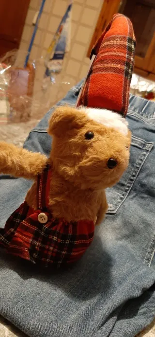 Orsetto natalizio fermaporta scozzese