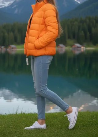 Anorak naranja con etiqueta