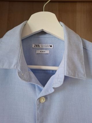 Camisa Zara Talla 38 S Azul Hombre