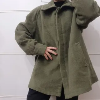 Cappotto Lana Oversize Vintage Verde Oliva M