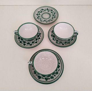 Lotto 3 Tazze da Tè e Piattini Ceramica Deruta