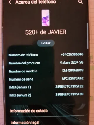 Samsung Galaxy S20+ 5G 128GB Nero