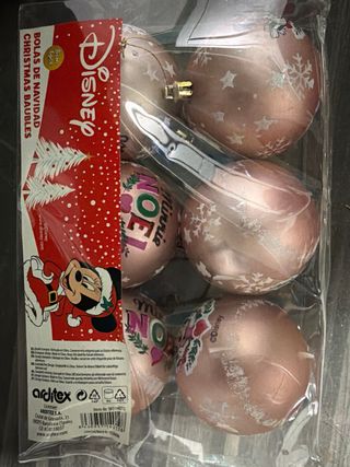 Bolas Navidad Minnie Disney Rosas