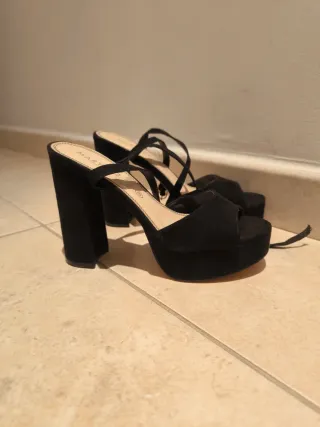 Zapatos de fiesta negros tacón plataforma