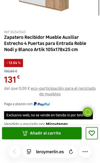 Zapatero Mueble Auxiliar Entrada Roble y Blanco