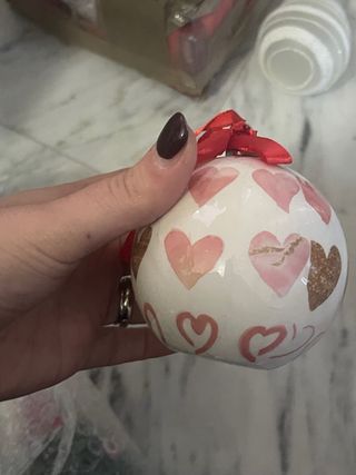 Palline Natale Cuore Rosa Bianco Vetro