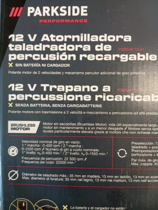 Percutor Parkside 12V con cargador y batería nuevo