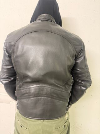 stupendo Giubbotto Rothmans in pelle moto tg 54