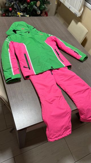 Ropa de esquí CMP verde y rosa talla 140, 8/10 año