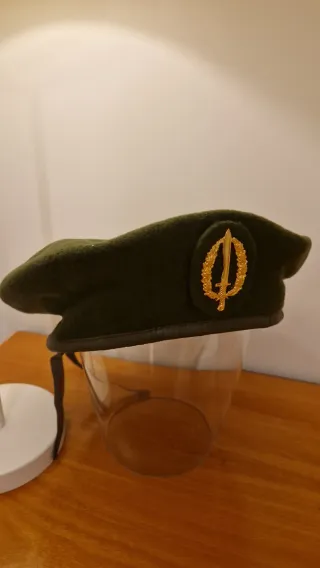 Boina verde militar con insignia grupo especial