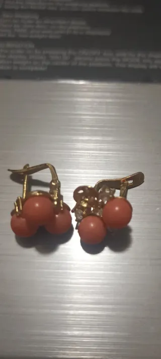 Pendientes Oro 18k Corales antiguos.