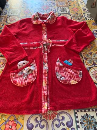 Vestaglia pile bimba rossa 6/7 anni