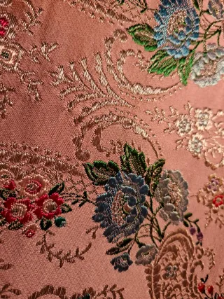 Tela brocada seda bordada 66x58cm