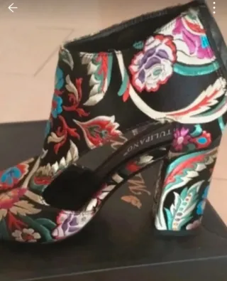 Botín Verano Mujer Negro, mantón manila