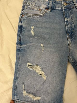 Pull&Bear Shorts Vaqueros Rotos Azules Talla M