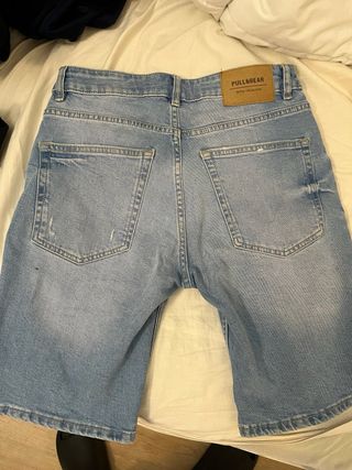 Pull&Bear Shorts Vaqueros Rotos Azules Talla M