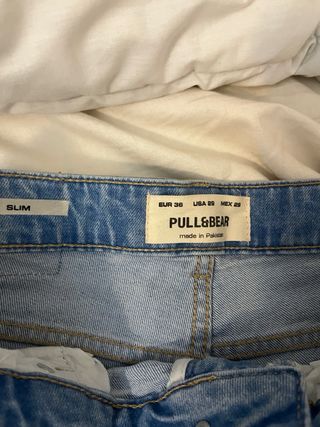 Pull&Bear Shorts Vaqueros Rotos Azules Talla M