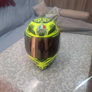 Casco Moto AGV Amarillo y Azul talla S
