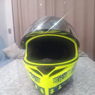 Casco Moto AGV Amarillo y Azul talla S