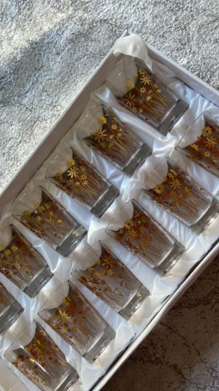 Set 12 Bicchieri Tè Decorati Oro