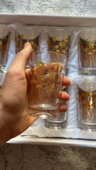 Set 12 Bicchieri Tè Decorati Oro