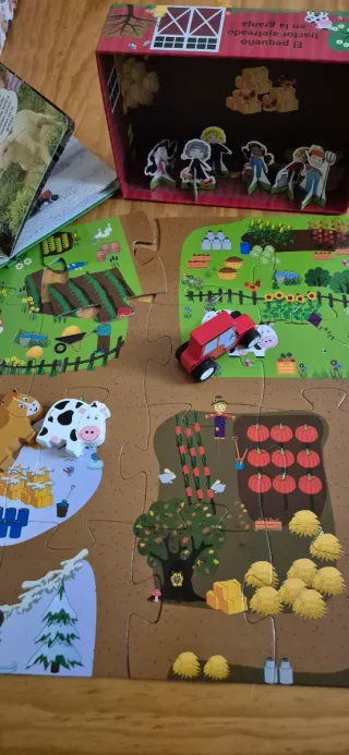 Libro, puzzle e figure di fattoria per bambini