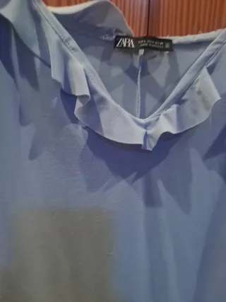 Camisón Zara azul talla única con volantes