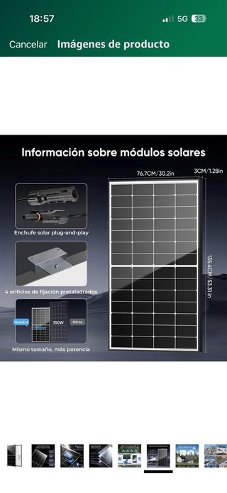 Panel solar monocristalino 300W 12V