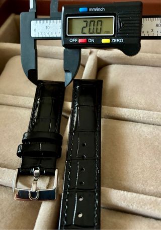 Correa de reloj de piel negra 20mm para Omega