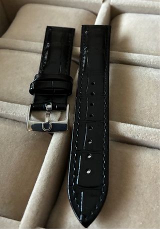 Correa de reloj de piel negra 20mm para Omega