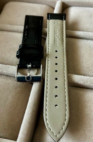 Correa de reloj de piel negra 20mm para Omega