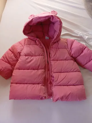 Abrigo acolchado rosa niña con capucha