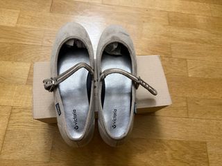 Bailarinas Victoria Terciopelo Beige Nuevas