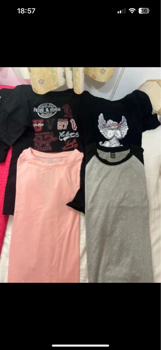 Lote 4 Camisetas (Negra, Rosa, Gris)