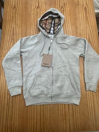 Sudadera Burberry Gris con Capucha y Cremallera